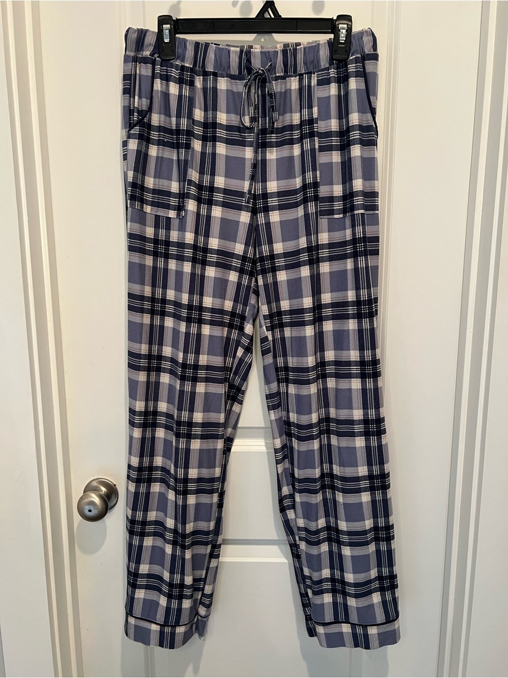 Lucky Brand Blue and White Plaid Drawstring Joggers